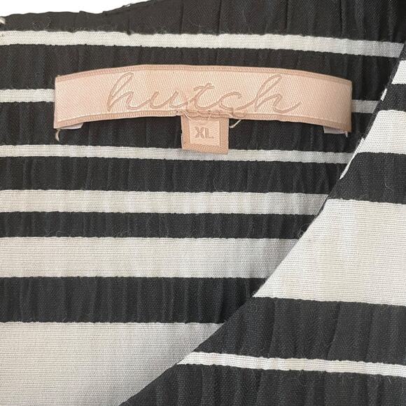 HUTCH Anthropologie "Britton" Size XL Black White Stripe Textured Back Zip Dress - Picture 2 of 10